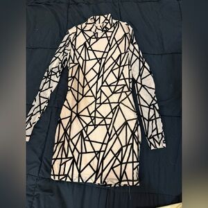 Geometric Black and White Dress